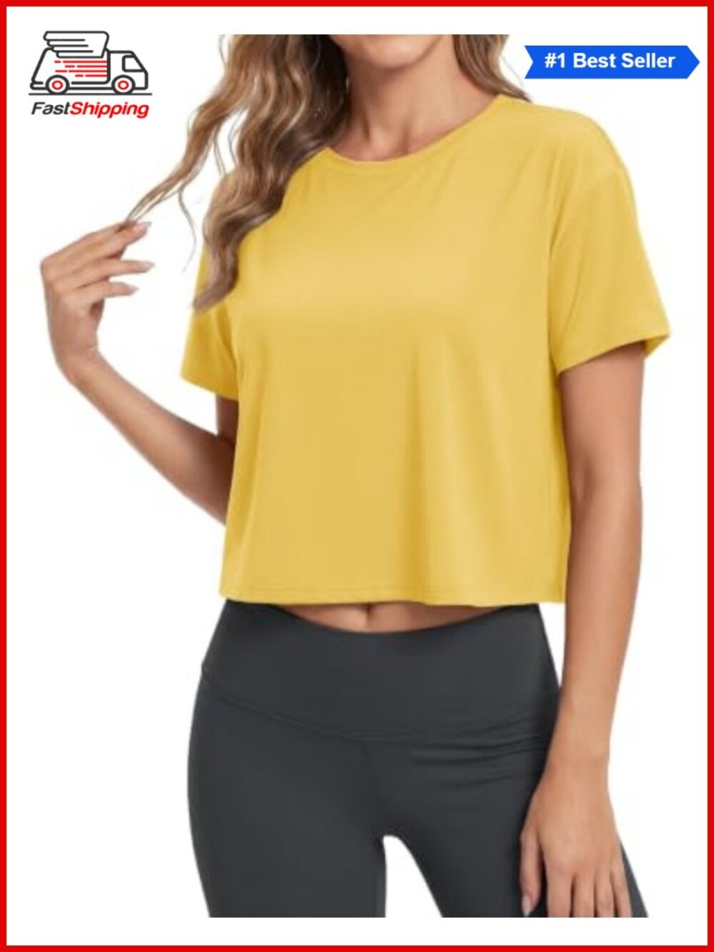 ✨ MAGCOMSEN Womens Crop Top Boxy Short Sleeve Workout Tee Crew Neck Loose Fit